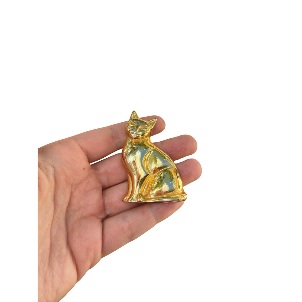 Vintage Jewelry Gold Tone Siamese Cat Brooch Pin